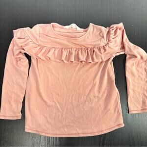 H&M Pink Long Sleeve Tee with Ruffle Detail